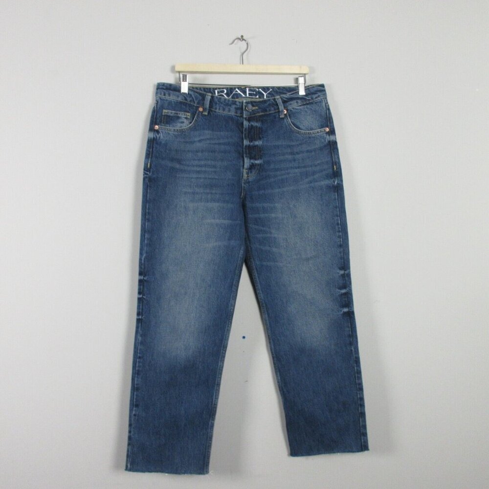 Raey Raw Hem Straight Leg Jeans Women's Size 30 Blue Button Fly Y2K Organic 758